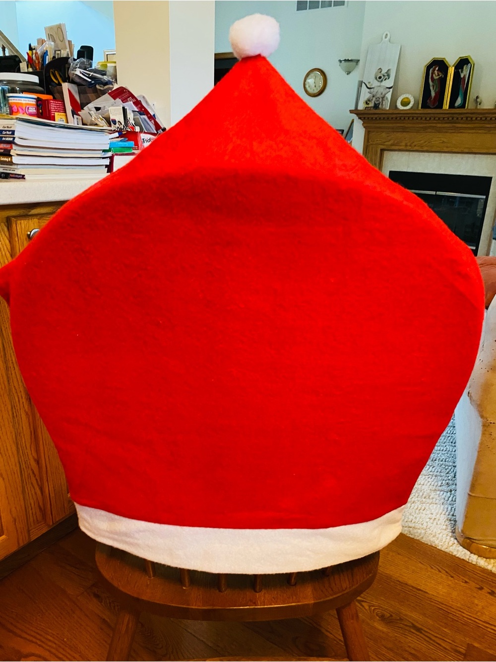 Festive Red Santa Chair Covers with White Trim - Unbranded. SET of 8 VINTAGE